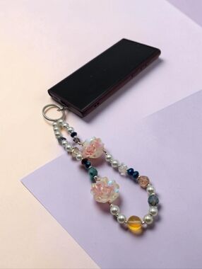 Handmade Floral Beaded Phone Charm